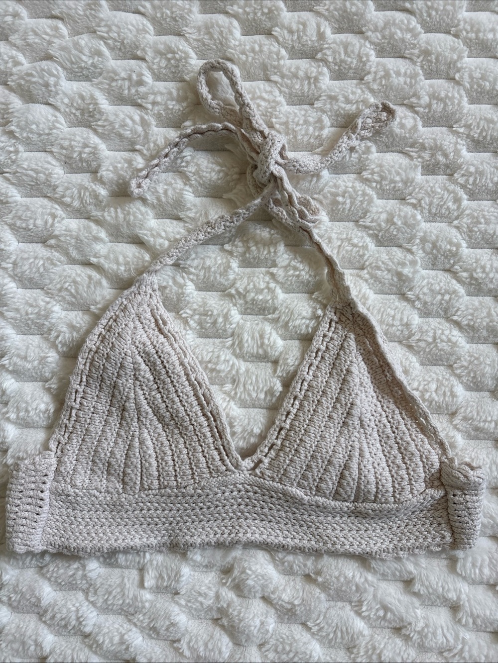 American Eagle Knit Halter Crop Top Beach Hippie Boho Western Small Tie Back